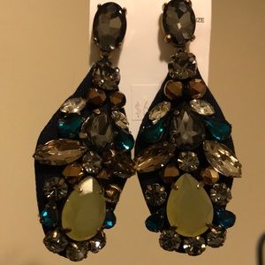 J Crew Silk Jewel Teardrop Earrings